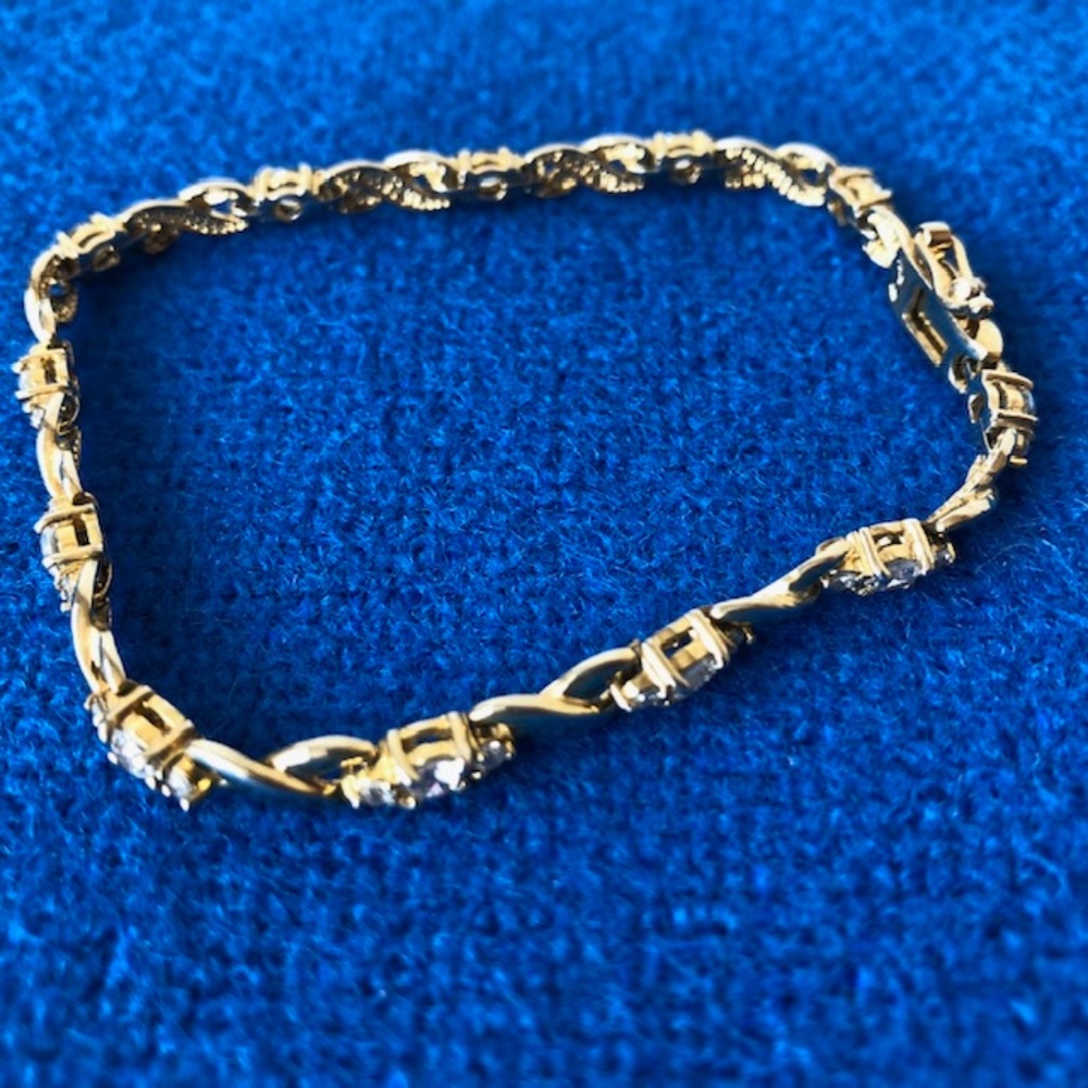 Sterling silver gold plated tennis XO bracelet